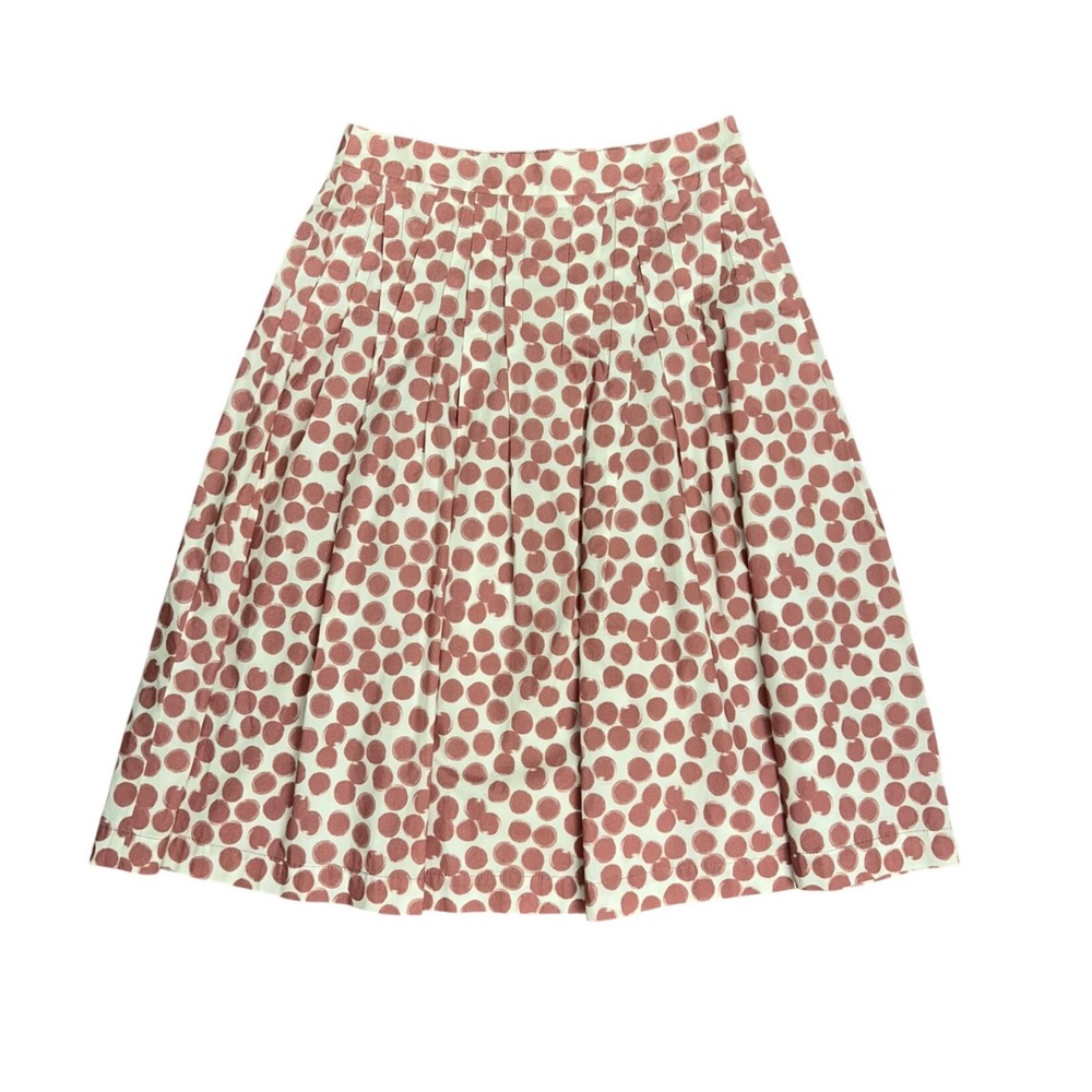 Peserico Pink Polka Dot Pleated cottage Cotton Skirt US 6 Italy